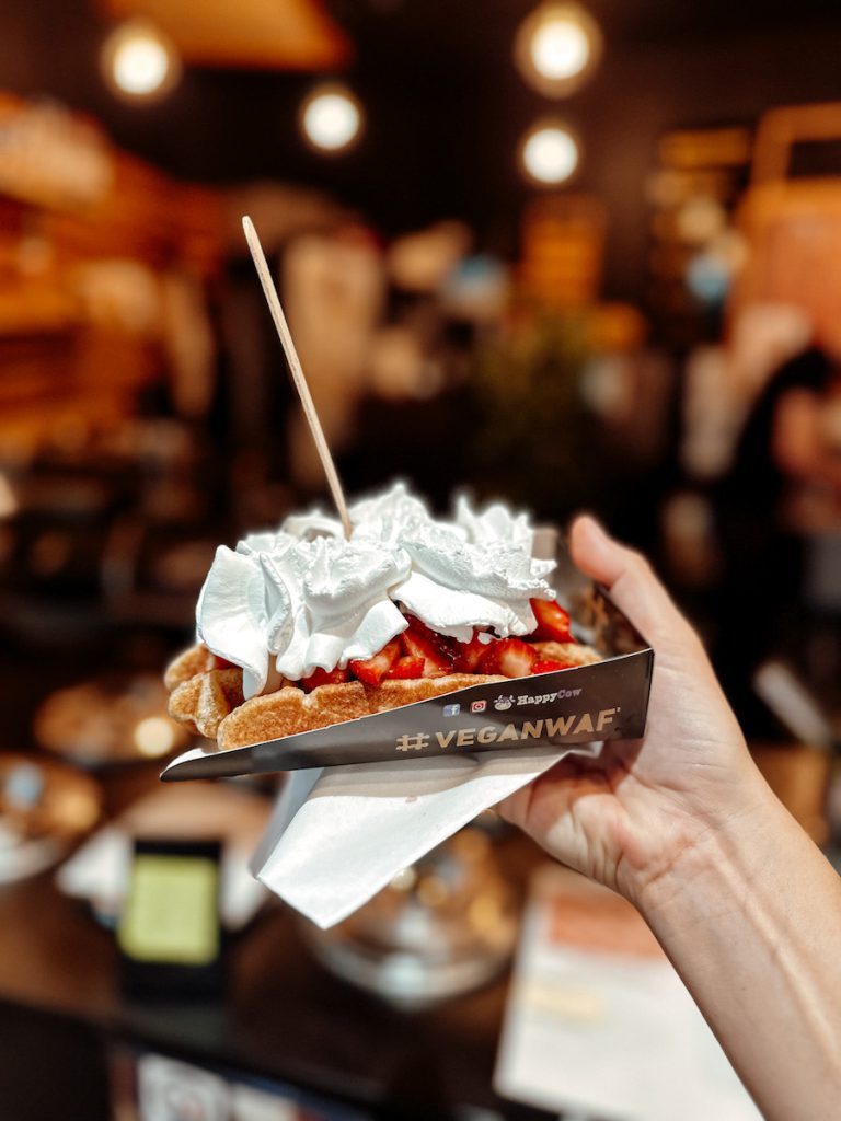 Vegan in Brussel: vegan wafel bij veganwaf