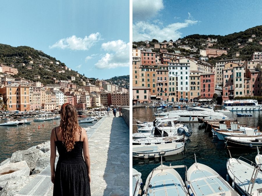 De haven van Camogli, Italië