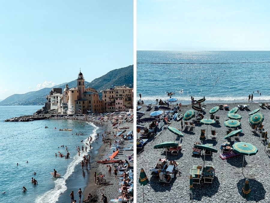 Het strand van Camogli, Italië