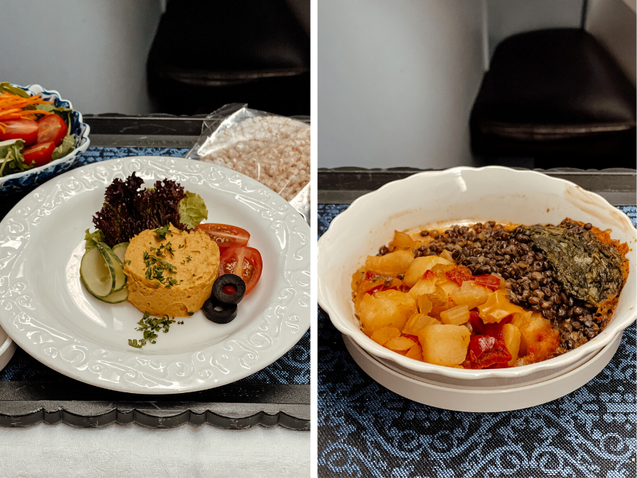 De vegan maaltijd op een KLM Business Class vlucht vanaf Curacao