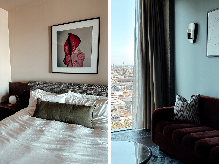 The Hoxton Brussels: de hotelkamer met uitzicht op Brussel