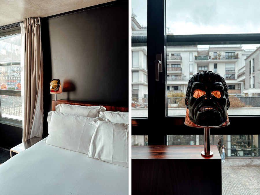 De hotel kamer van Mama Shelter Paris East