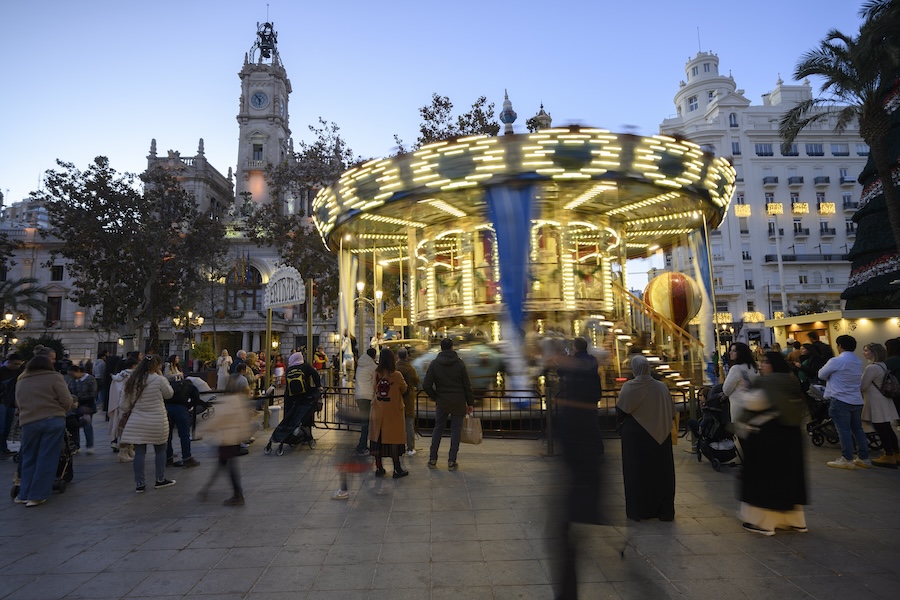 Kerstsfeer op Plaza Ayuntamiento